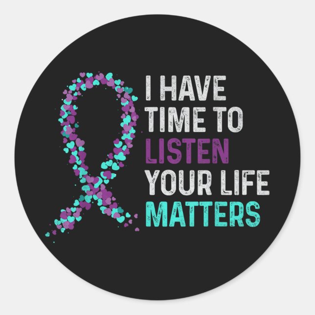 Sticker Rond J'Ai Le Temps D'Écouter L'Accusé De Suicide En San (Devant)