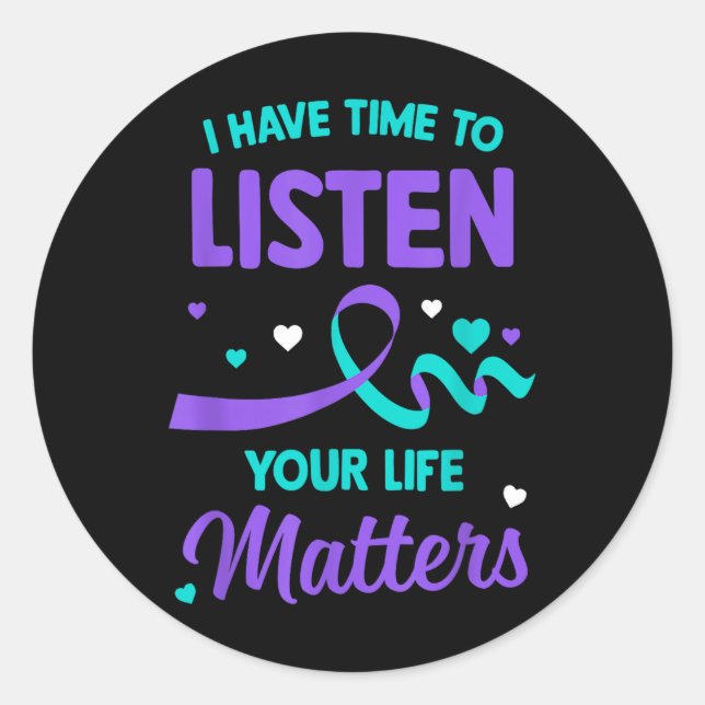 Sticker Rond J'Ai Le Temps D'Écouter L'Accusé De Suicide En San (Devant)