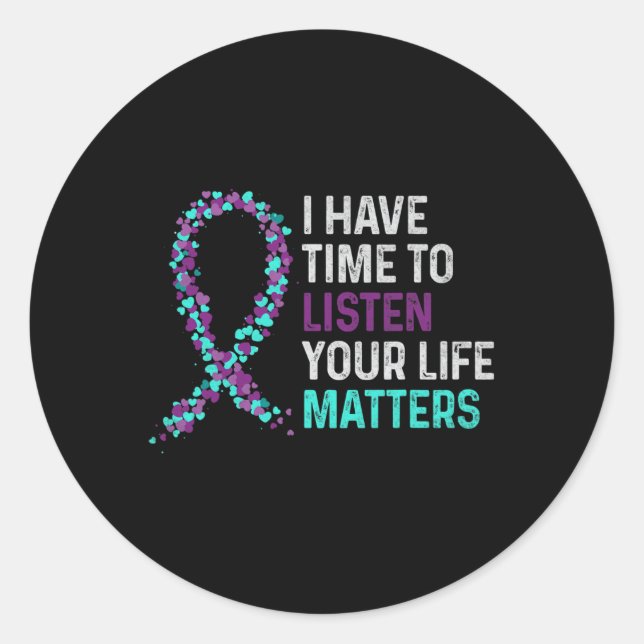 Sticker Rond J'Ai Le Temps D'Écouter L'Accusé De Suicide En San (Devant)