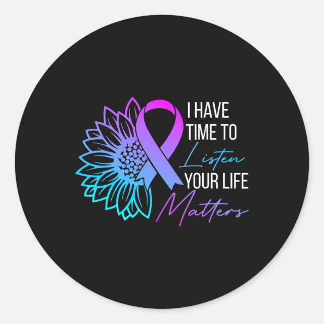 Sticker Rond J'Ai Le Temps D'Écouter L'Accusé De Suicide En San (Devant)