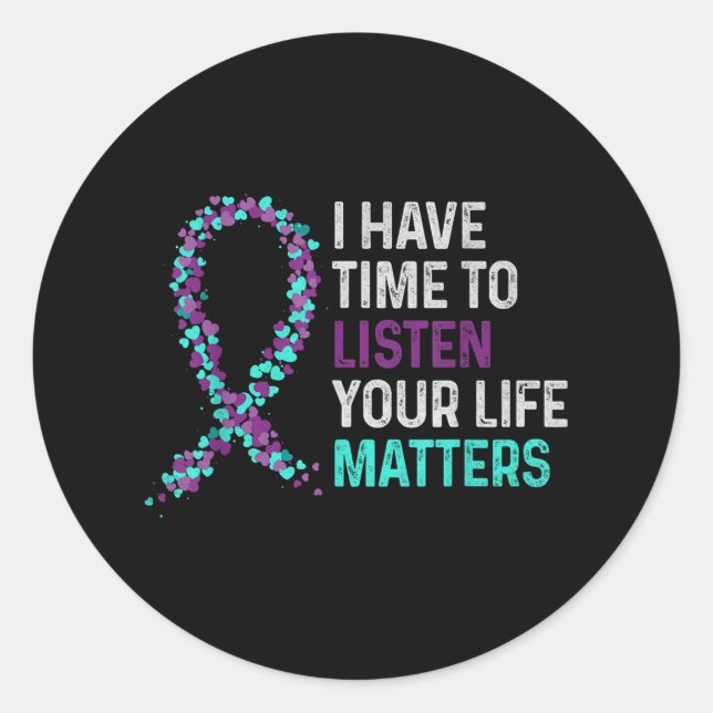 Sticker Rond J'ai le temps d'écouter Santé mentale Sensibilisat (Devant)