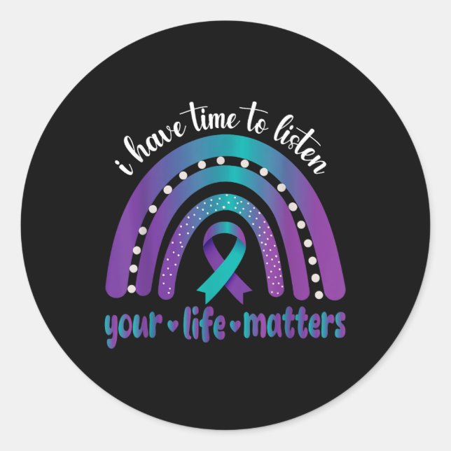 Sticker Rond J'Ai Le Temps D'Écouter Sensibilisation Au Suicide (Devant)