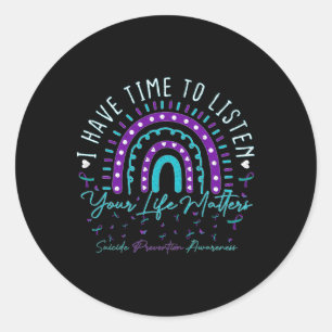 Sticker Rond J'Ai Le Temps D'Écouter Soutien Prévention Suicide