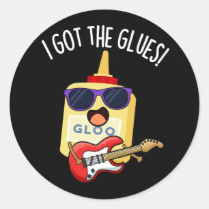 Sticker Rond J'Ai Les Glues Funny Blues Pun Dark BG