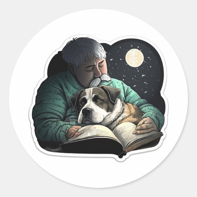 Sticker Rond J'ai lu à mon chien aussi ! (Devant)