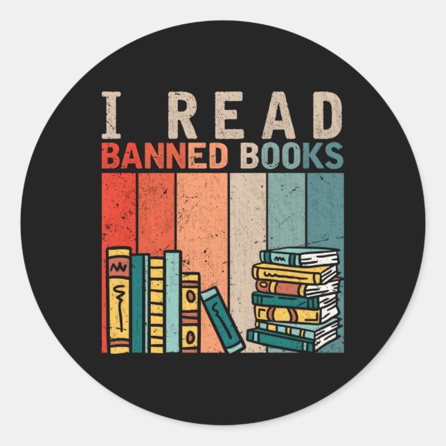 Sticker Rond J'Ai Lu Banned Books Reader Bookworm (Devant)