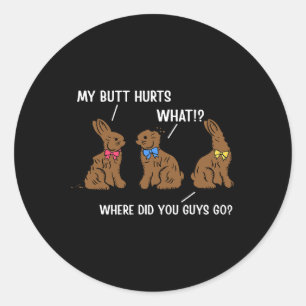 Sticker Rond J'ai mal au coeur Joyeux oeufs de lapin de Pâques