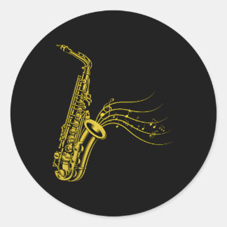 Sticker Rond J'Ai Mangé Beaucoup Saxophone Saxophoniste Saxopho
