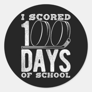 Sticker Rond J'ai marqué 100 jours de hockey à l'école