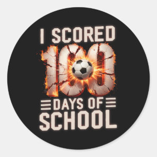Sticker Rond J'ai marqué 100 jours de soccer à l'école 100e jou