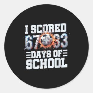 Sticker Rond J'ai marqué 67+33 100ème jour de sport de football