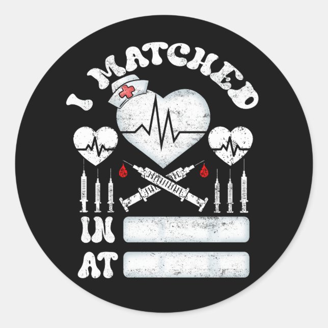 Sticker Rond J'Ai Matché Futur Médecin Résidence Match (Devant)