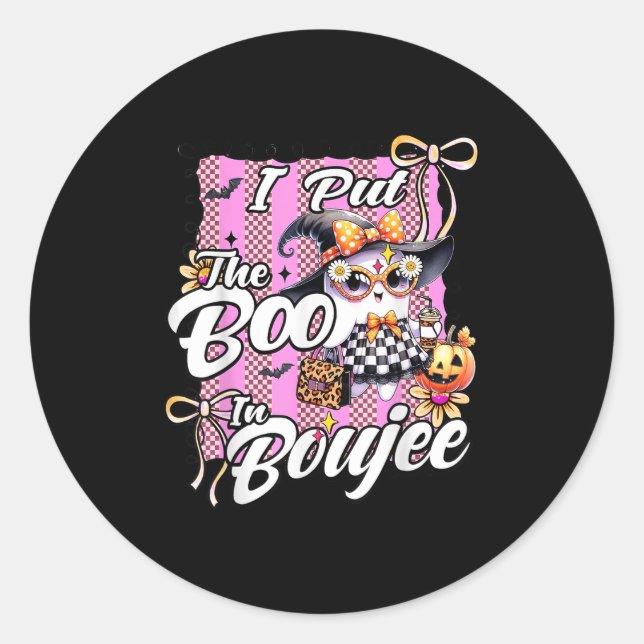 Sticker Rond J'Ai Mis Le Boo À Boujee Cute Ghost Leopard Hallow (Devant)