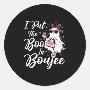 Sticker Rond J'ai mis le Boo dans Boujee fantôme drôle léopard