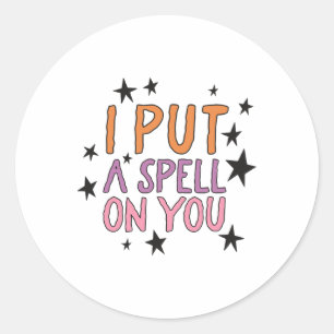 Sticker Rond J'Ai Mis Un sort Sur Vous Rétro Halloween Les Chem