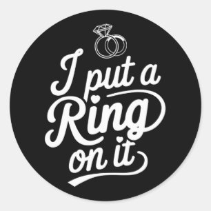 Sticker Rond J'Ai Mis Une Fiancée Anneau Un Mariage Couple Réce