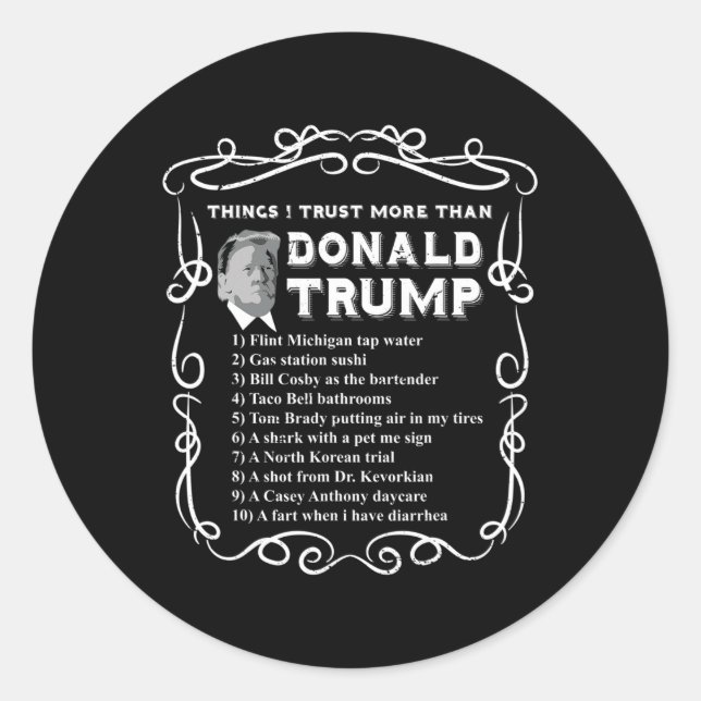 Sticker Rond J'ai plus confiance que Donald Trump Anti Potus Vo (Devant)
