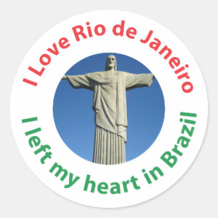 Sticker Rond J'ai quitté mon coeur au Brésil - I Love Rio de Ja