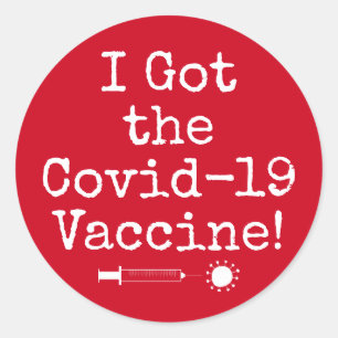 Sticker Rond J'ai reçu le vaccin Covid-19 Simple Bright Red