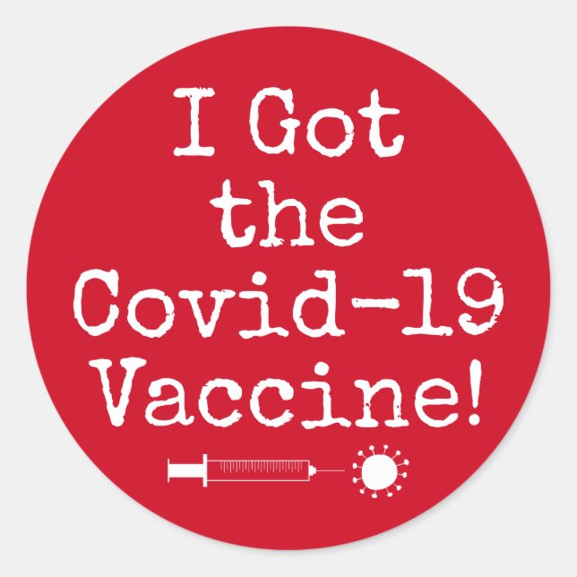 Sticker Rond J'ai reçu le vaccin Covid-19 Simple Bright Red (Devant)