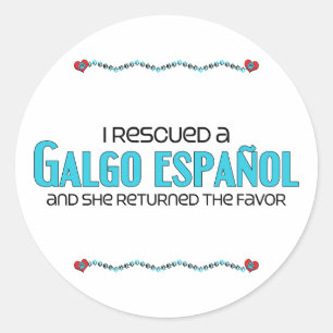 Sticker Rond J'ai Secouru un Galgo Español (Chien femelle)