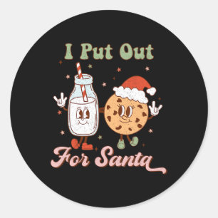Sticker Rond J'Ai Sorti Pour Père Noël Fun Lait Et Cookie Noël