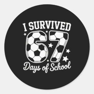 Sticker Rond J'ai survécu 67 jours de folie sportive fan de foo