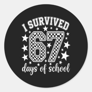 Sticker Rond J'ai survécu 67 jours d'école enseignants élèves _
