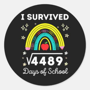 Sticker Rond J'ai survécu 67 jours d'école Étudiant Carré Suie