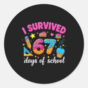 Sticker Rond J'ai survécu 67 jours d'école Mème drôle Professeu