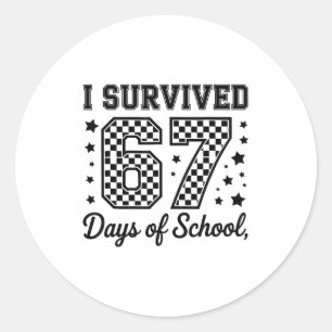 Sticker Rond J'ai survécu 67 jours d'instituteurs élèves