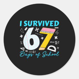 Sticker Rond J'ai survécu à 67 jours d'école