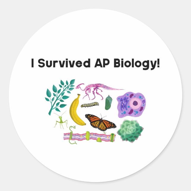 Sticker Rond J'ai survécu à la biologie de l'AP ! (Devant)