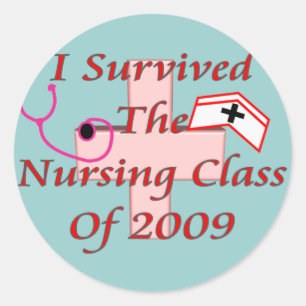 Sticker Rond J'ai survécu à la classe de soins de 2009