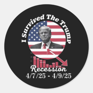 Sticker Rond J'Ai Survécu À La Récession Trump Humour Avril 472