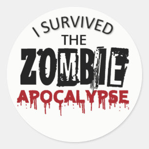 Sticker Rond J'ai survécu à l'Apocalypse Zombie