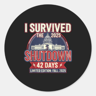 Sticker Rond J'ai survécu à l'arrêt de 2025 Citation litique dr