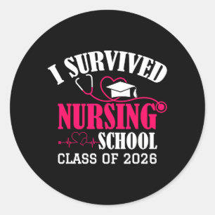 Sticker Rond J'ai survécu à l'école d'infirmières promotion 202