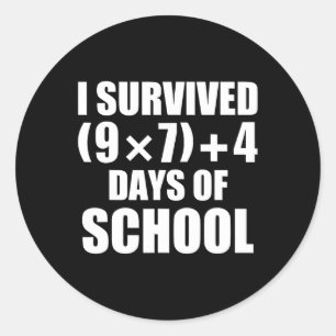 Sticker Rond J'ai survécu à l'équation mathématique 67 jours d'