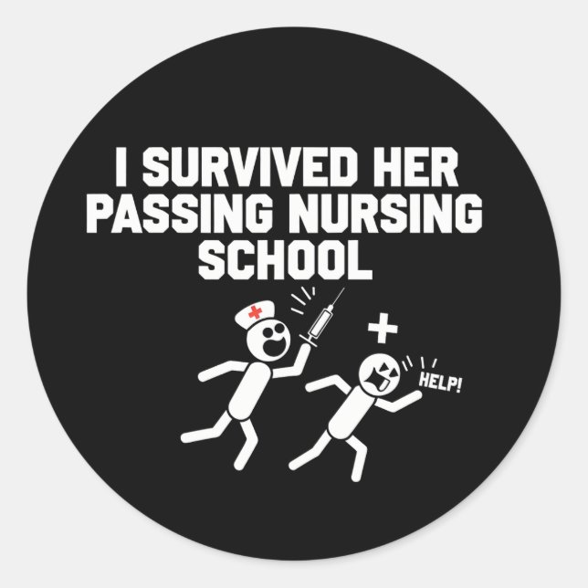 Sticker Rond J'Ai Survécu À Son Passage Infirmière De L'École D (Devant)