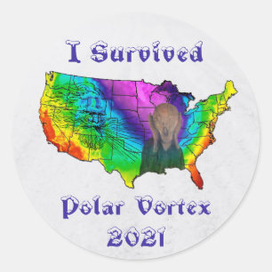 Sticker Rond J'ai survécu au tourbillon polaire 2021