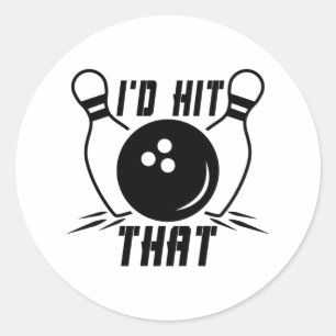 Sticker Rond J'ai tapé sur l'impression de Bowling