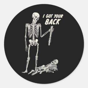 Sticker Rond J'Ai Ton Ck Halloween Skeleton Skull Sarcastique