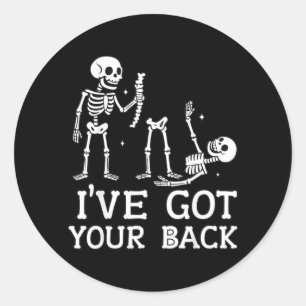 Sticker Rond J'ai ton dos squelette drôle de look d'Halloween