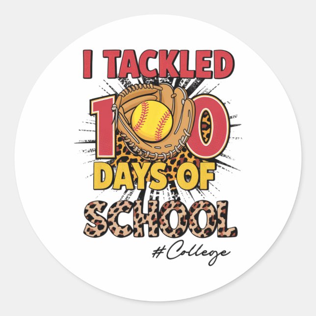 Sticker Rond J'Ai Traité 100 Jours De College Softbyll Leopard  (Devant)