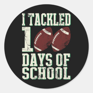 Sticker Rond J'Ai Traité 100 Jours De Football Scolaire Thème D