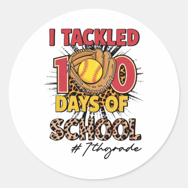 Sticker Rond J'Ai Traqué 100 Jours De 7E Classe Softbyll Leopar (Devant)