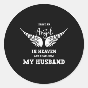 Sticker Rond J'Ai Un Ange Au Ciel Et Je L'Appelle Mon Mari
