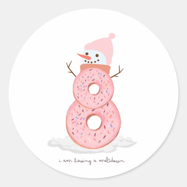 Sticker Rond J'ai un bonhomme de neige de beigne (Devant)
