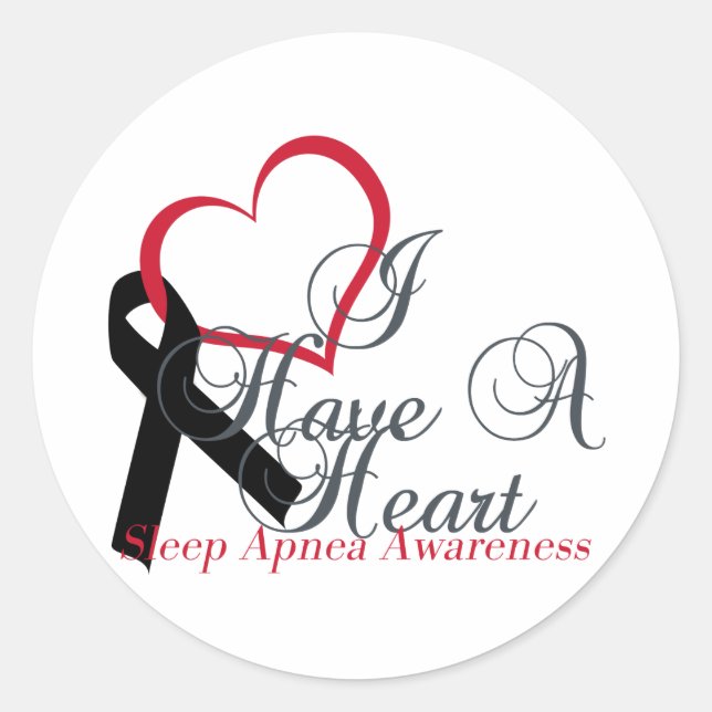 Sticker Rond J'Ai Un Coeur Pour Le Sleep Apnea Sensibilisation (Devant)